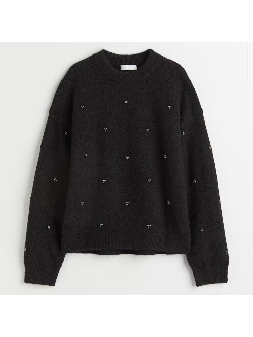 H&M Beaded Pearl Wool Blend Sweater S
